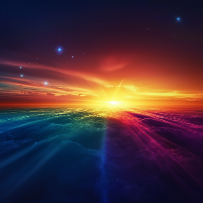 Futuristic Rainbow Sunset