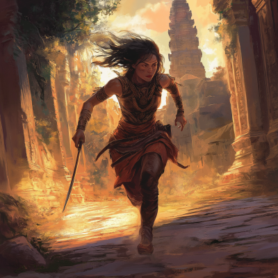 Angkorian Warrior in Sunset