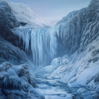 Frozen Waterfall Landscape