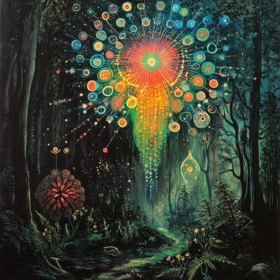Giant Flower in Fantasy Forest