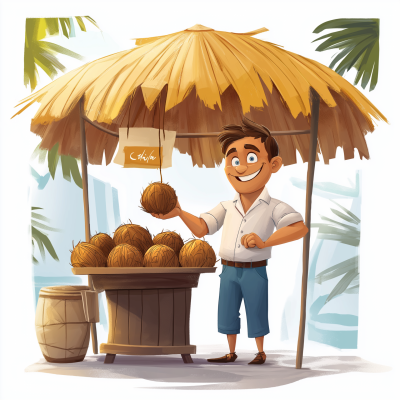 Salesman Selling Coconuts