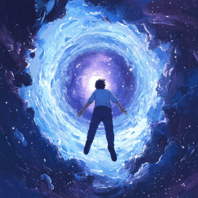 Floating Man in Space Portal