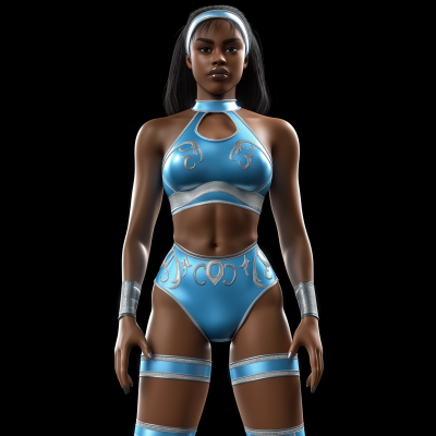 Shiny Baby Blue Wrestling Top