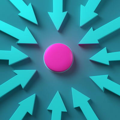 Teal Arrows and Magenta Dot
