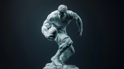 White Marble Rugby Player Statue