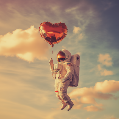 Astronaut with Heart Balloon