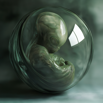 Alien Fetus in Glass Orb
