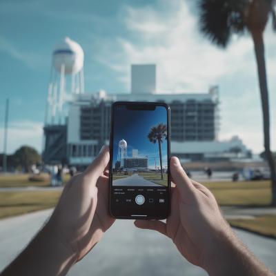 Cinematic Phone View in City