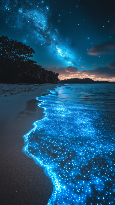 Glowing Ocean at Night
