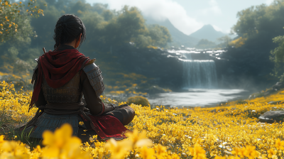 Armored Fighter in Spring Forest