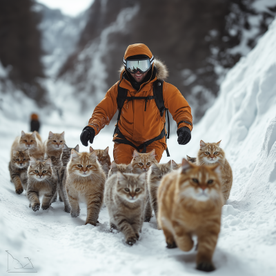 Snowboarder Herding Cats