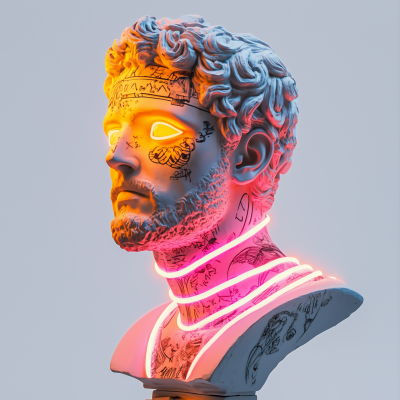 Neon Tattooed Antique Statue