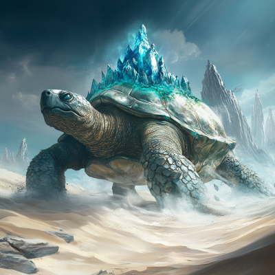Giant Turtle in a Sandy Dune