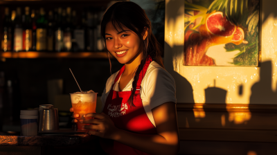 Young Waitress in Hawaii