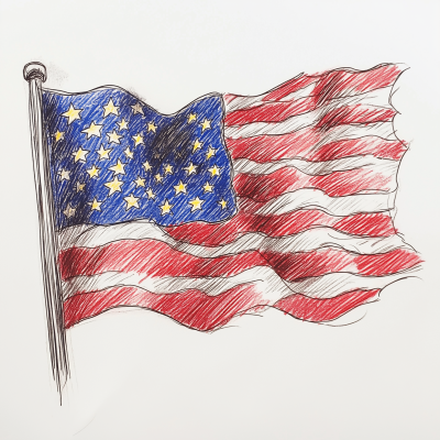 Rough Sketch of American Flag