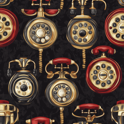Seamless Boho Rotary Phone Pattern
