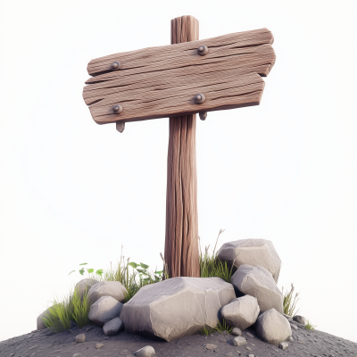 Animated Wooden Road Sign