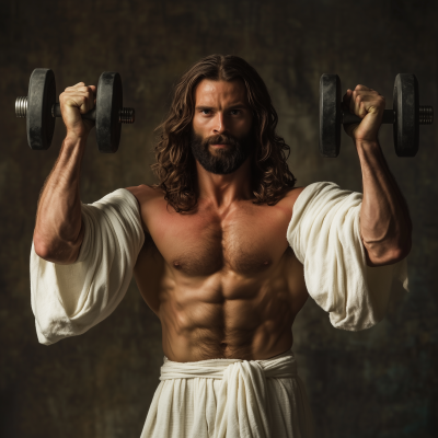 Jesus Lifting Weights