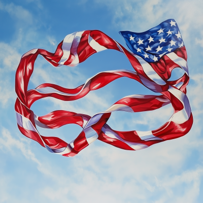 Airbrushed American Flag Ribbon