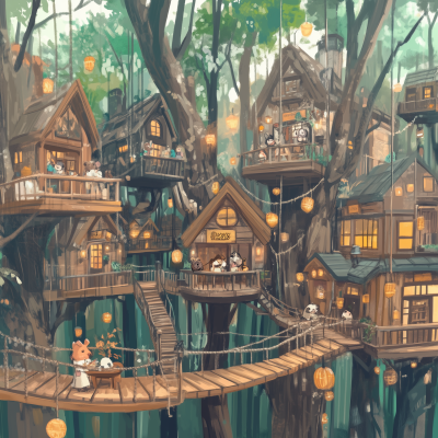 Whimsical Treehouse Village