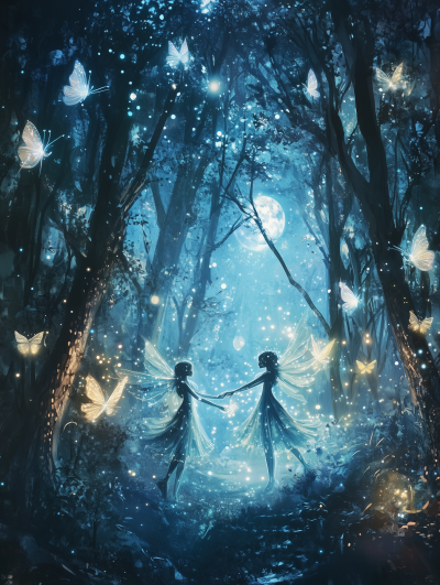 Dancing Fairies in Moonlight