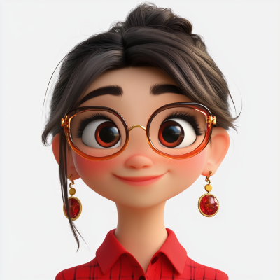 3D Pixar Character with Earrings