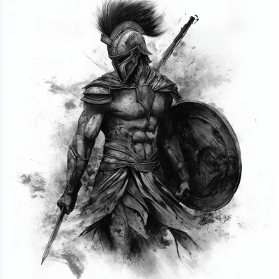 Warrior Rising Tattoo Stencil