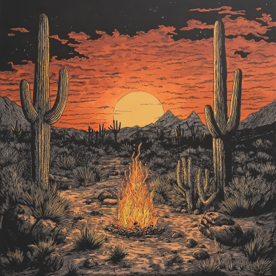 Mystical Sunset in the Desert