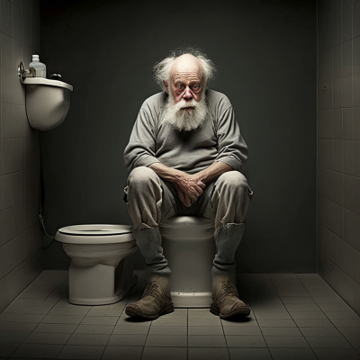 Old Man on Toilet