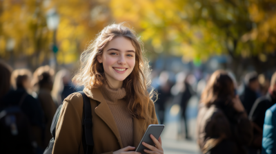 Smiling Woman with Cell Phone