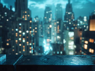 Overlooking Gotham City at Night