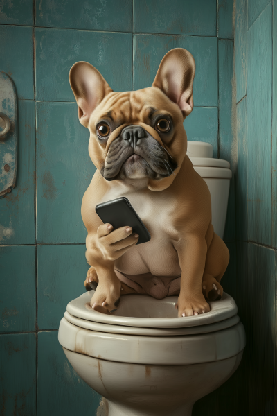 French Bulldog on Toilet