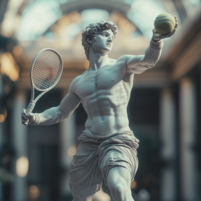 Greek Statue Playing Tennis