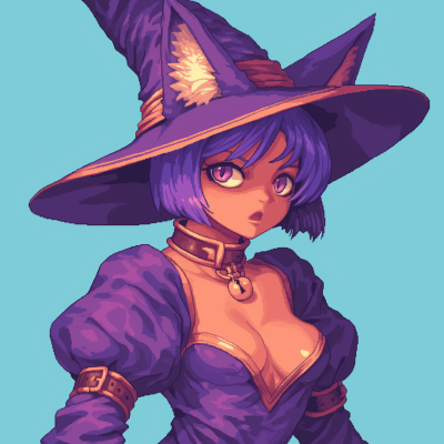 Exaggerated Cat Girl Wizard Portrait