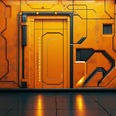 Futuristic Orange Wall