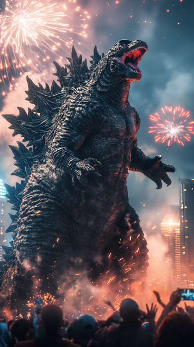 Happy Godzilla Celebrates New Year