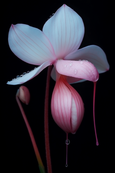 Minimalist Sandhill Crane with Orchid