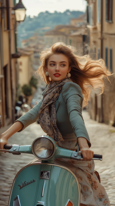 1950s Russian Fashion Model on Vespa