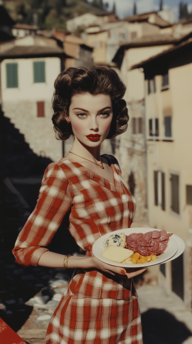 Fashionable Italian Woman in Cafe