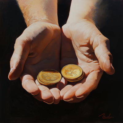 Open Hands with Coins