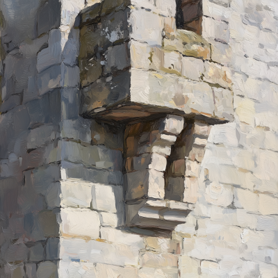 Old Stone Building Oil Study