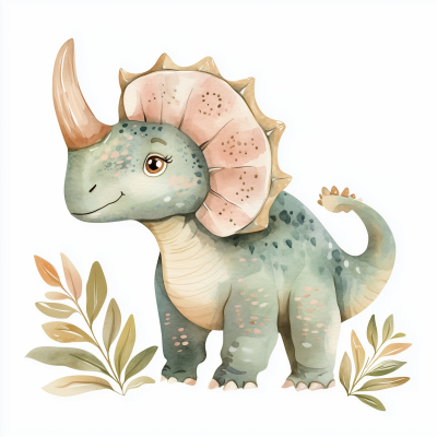 Watercolor Triceratops