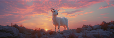 Aesthetic Goat at Sunset