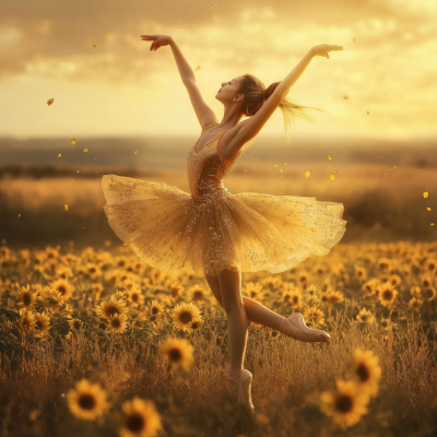 Ballerina in Sunflower Field