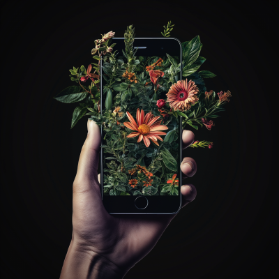 Smartphone with Blossoming Nature