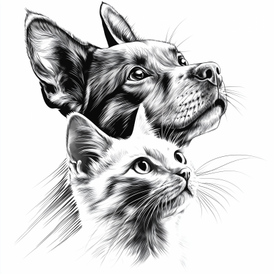 Dog and Cat Line Art Logo