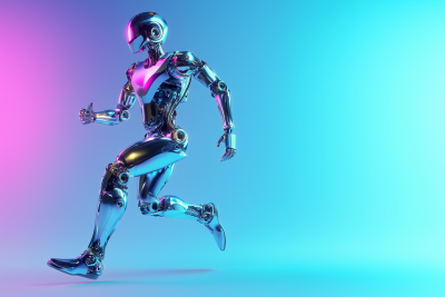 Metallic Robot in Motion