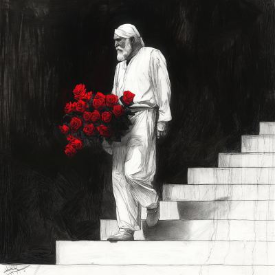 Ethereal Man with Roses