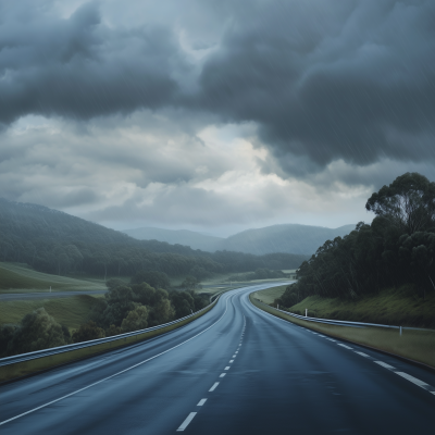 Rain Clouds Above Australian Highway