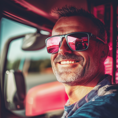 Reflective Smiles of a Truck Driver